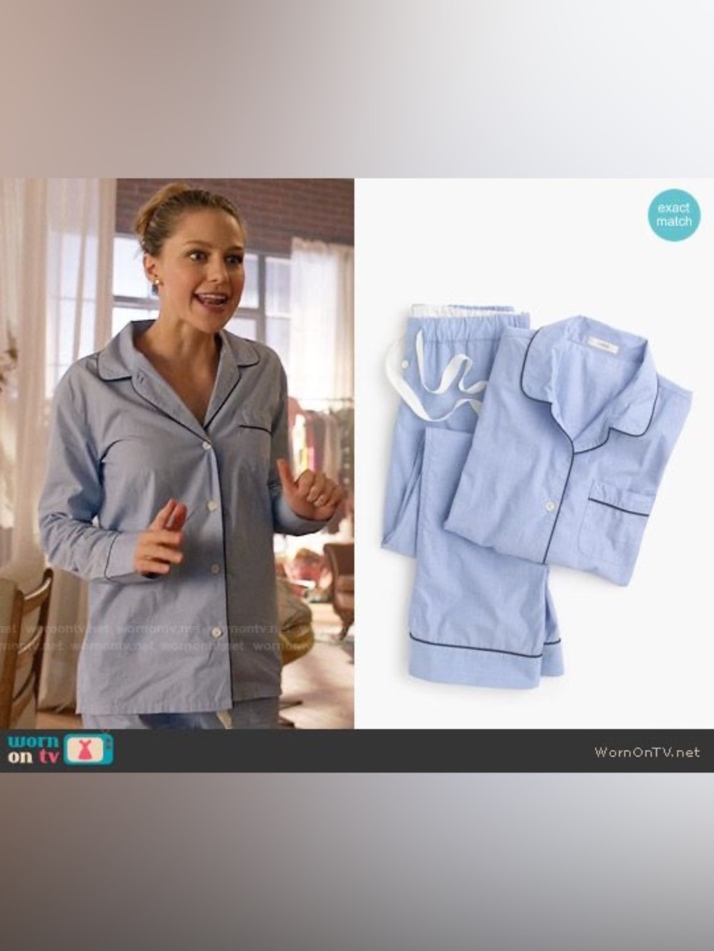 NWT J.Crew Blue 100% Cotton Nightshirt Pajama Top Women’s Large Sleepwear